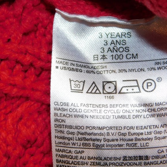 Baby Gap 3T Red 1 Button Cardigan Cable Knit Sweater - Picture 5 of 8